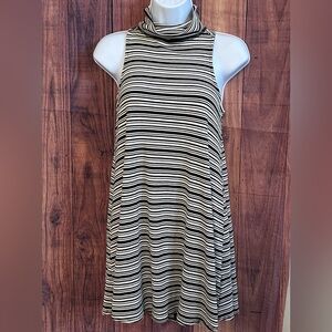 Dainty Hooligan Black & White Stripe Flowy Sleeveless Turtleneck Dress Size Sm